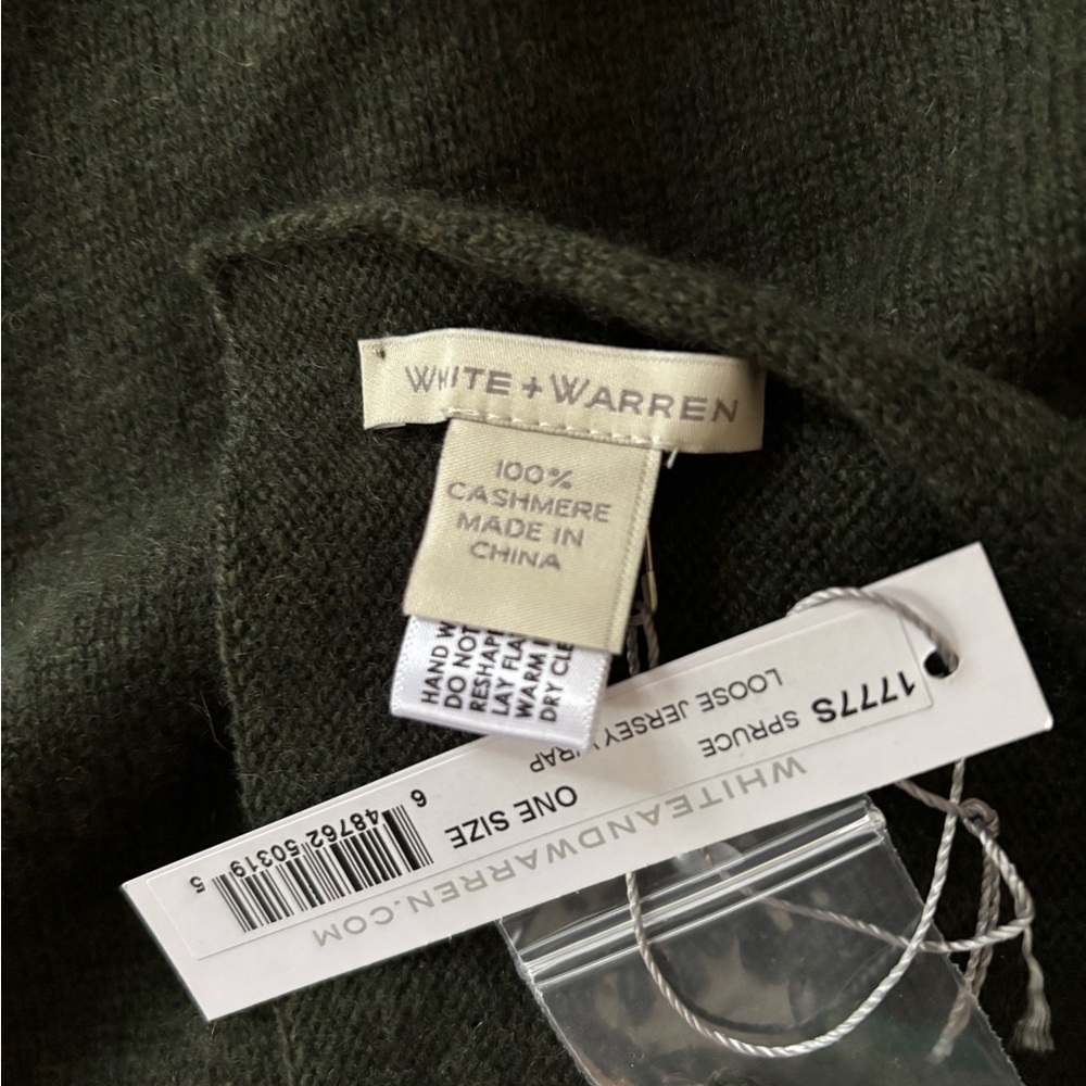 White + Warren Green Cashmere Pashmina